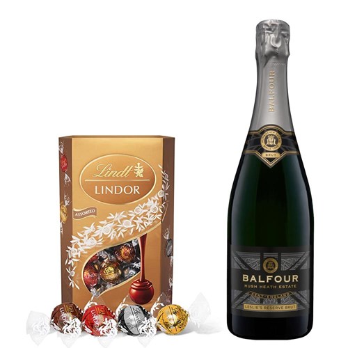 Balfour Leslies Reserve Brut English Sparkling 75cl With Lindt Lindor Assorted Truffles 200g